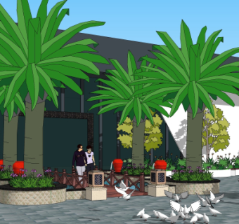 现代公园景观su模型