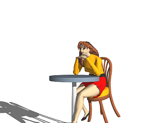 现代坐姿女士su模型