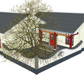 中式建筑外观su模型