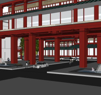 新中式办公楼su模型