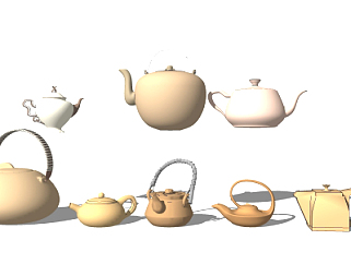 现代茶壶su模型