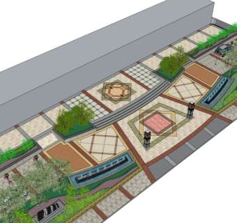 现代广场景观su模型