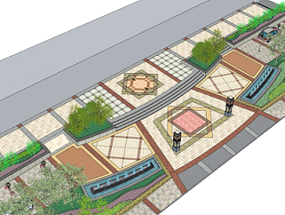 现代广场景观su模型