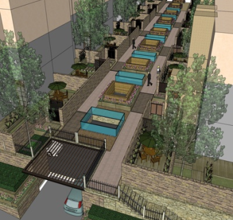 现代商业街su模型