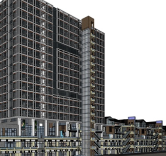 现代商业街su模型