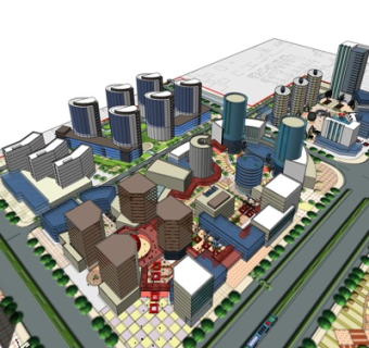 现代高层建筑规划su模型