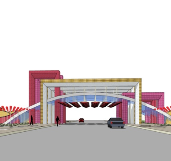 现代园林入口免费su模型