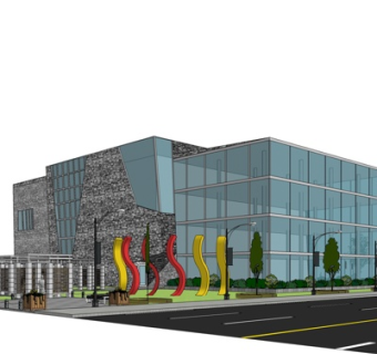 现代办公楼外观su模型