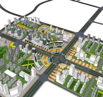 现代高层建筑规划su模型