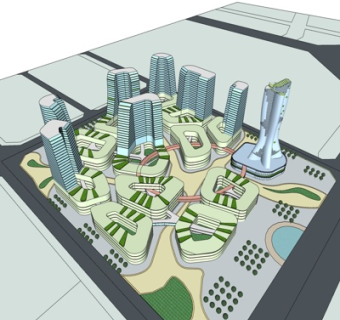 现代高层建筑规划su模型