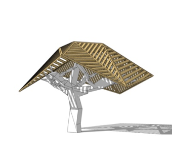 现代拟态树凉亭su模型