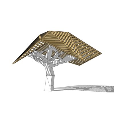 现代拟态树凉亭su模型