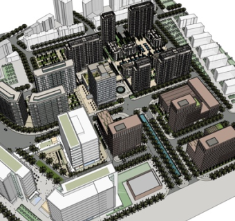 现代高层建筑规划su模型