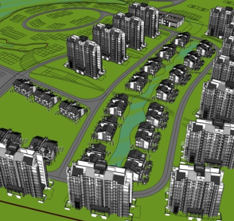 现代高层住宅规划su模型