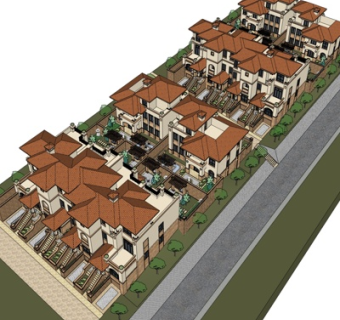 欧式别墅区规划su模型