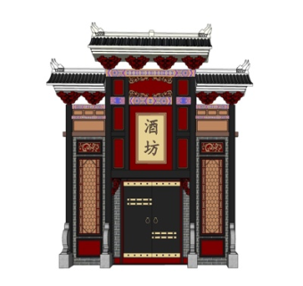 中式酒坊免费su模型