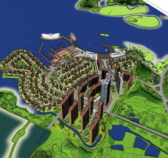 欧式高层住宅规划su模型