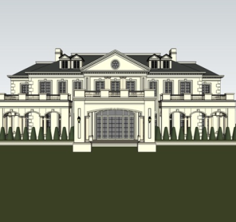 新古典会所外观su模型