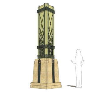 现代园林柱子免费su模型