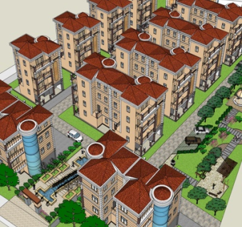 欧式别墅规划su模型