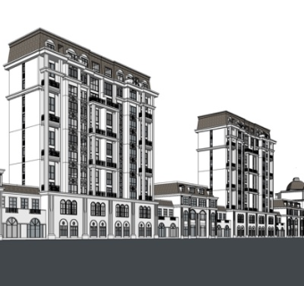 欧式商业街su模型