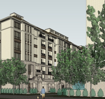 欧式高层小区su模型