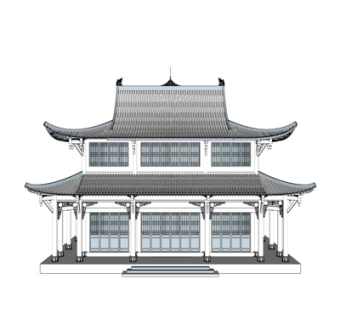 中式古建民房su模型