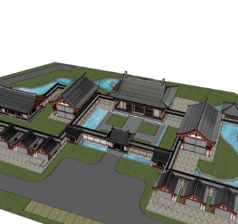 中式古建民房su模型