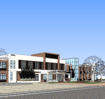 现代办公楼外观su模型