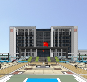 现代办公楼外观su模型