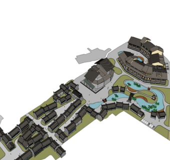 中式别墅规划su模型