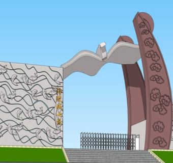 欧式学校入口免费su模型