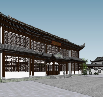 中式古建民房su模型