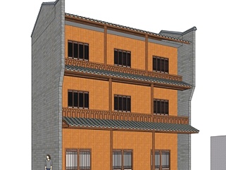 中式多层住宅su模型