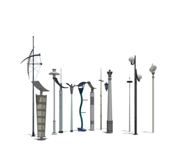 现代金属路灯景观灯su模型