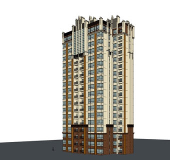 新古典高层公寓楼su模型