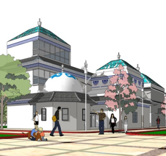 蒙古风酒店su模型