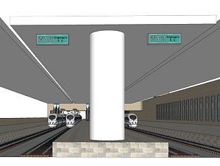 现代<em>火车站站台</em>su模型
