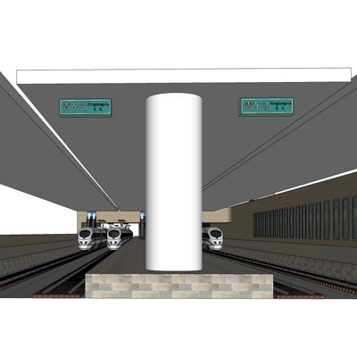现代火车站站台su模型
