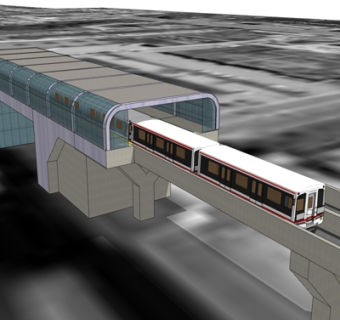 现代高铁站外观su模型