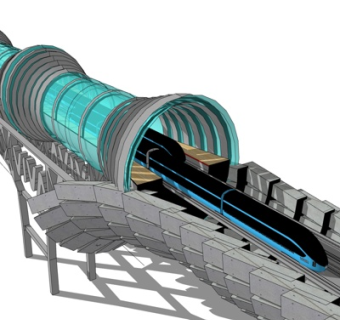 现代高铁站外观su模型