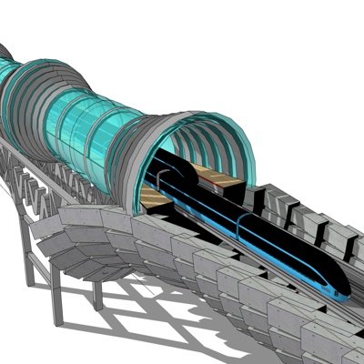 现代高铁站外观su模型