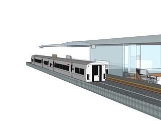 现代<em>火车</em>站站台su模型