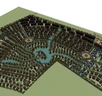 欧式小区规划su模型