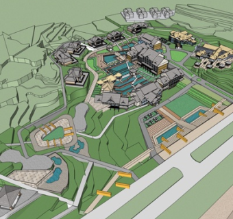 新中式酒店度假村规划su模型