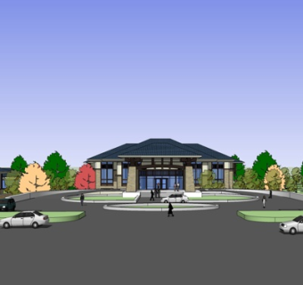 新中式酒店su模型