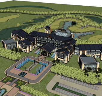 东南亚度假酒店su模型