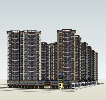 东南亚商住综合楼su模型