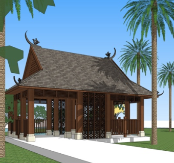 东南亚凉亭su模型