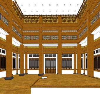 中式戏台su模型